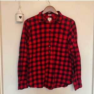 J. Crew Red and Black Casual Button Down Shirt
